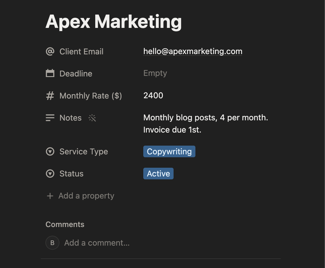 Freelance Client CRM — Notion Template for Freelancers