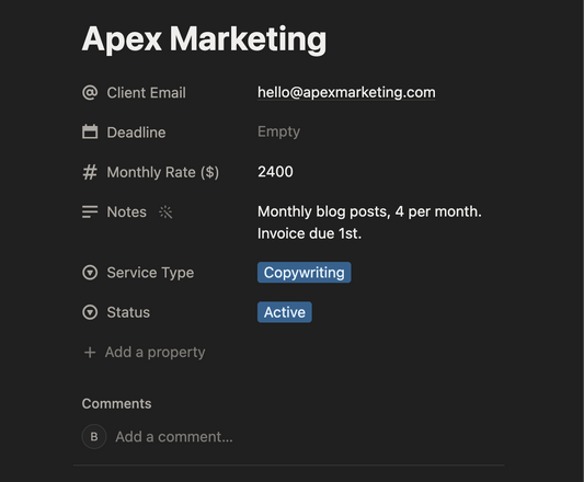 Freelance Client CRM — Notion Template for Freelancers