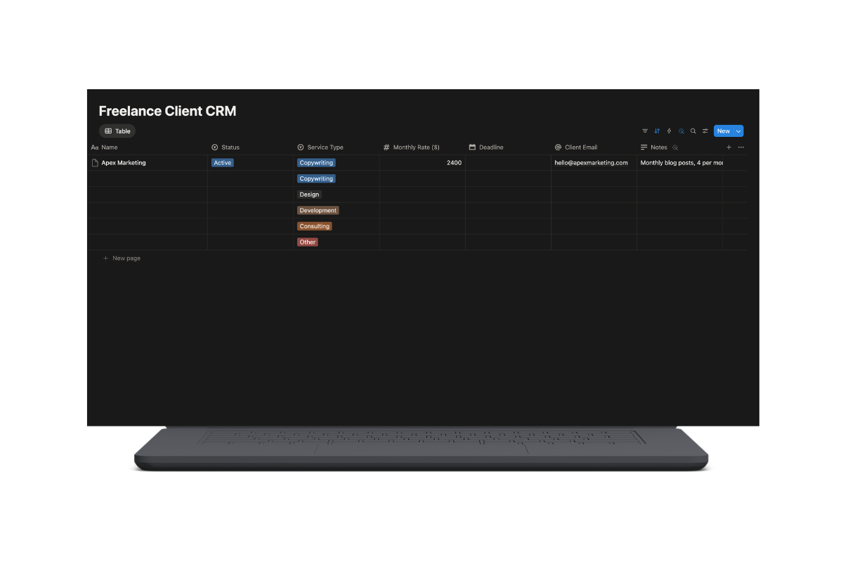 Freelance Client CRM — Notion Template for Freelancers